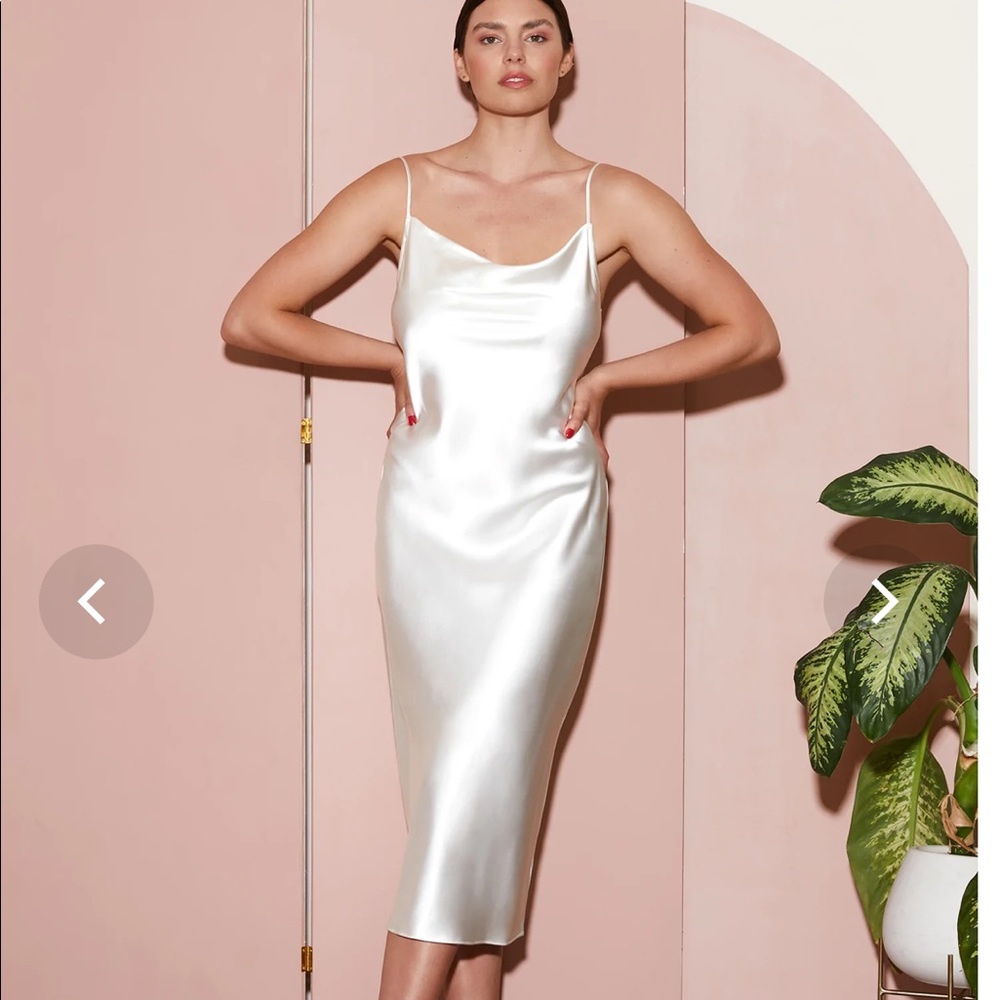 Fleur du Mal Cowl Satin Slip Midi Dress